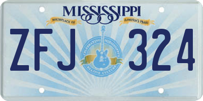 MS license plate ZFJ324