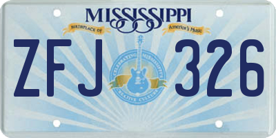 MS license plate ZFJ326
