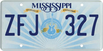 MS license plate ZFJ327