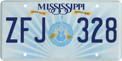 MS license plate ZFJ328