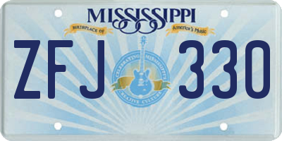 MS license plate ZFJ330