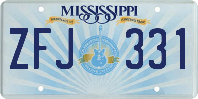 MS license plate ZFJ331
