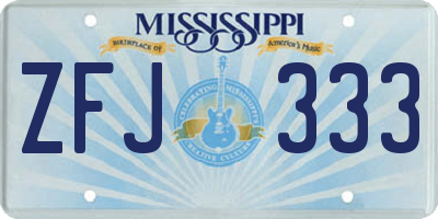 MS license plate ZFJ333