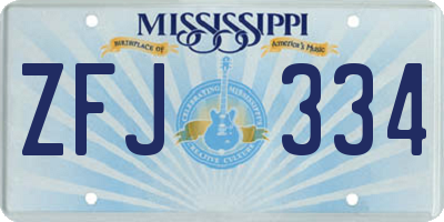 MS license plate ZFJ334