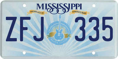 MS license plate ZFJ335