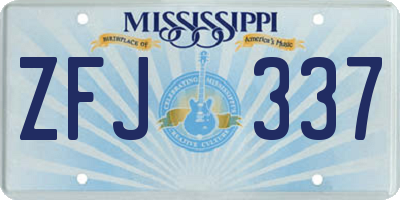 MS license plate ZFJ337