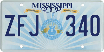 MS license plate ZFJ340