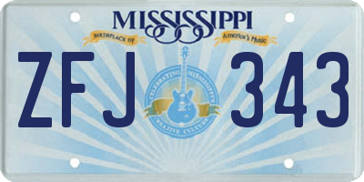 MS license plate ZFJ343
