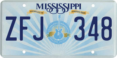 MS license plate ZFJ348