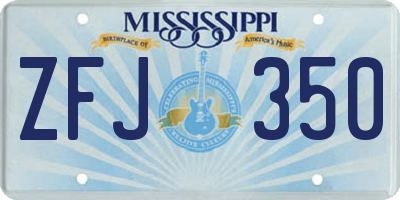 MS license plate ZFJ350