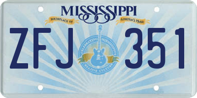MS license plate ZFJ351