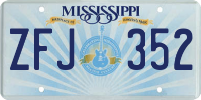 MS license plate ZFJ352
