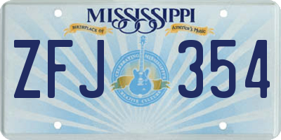 MS license plate ZFJ354