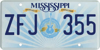 MS license plate ZFJ355