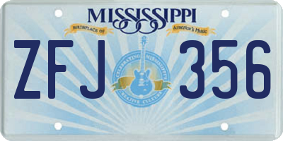 MS license plate ZFJ356