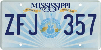 MS license plate ZFJ357