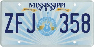 MS license plate ZFJ358