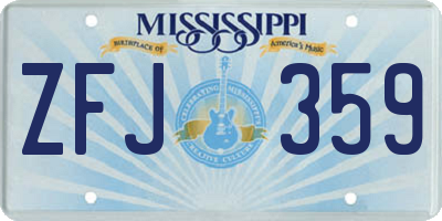 MS license plate ZFJ359