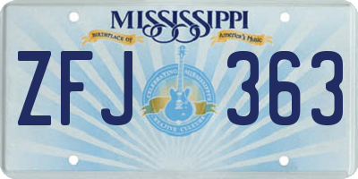 MS license plate ZFJ363