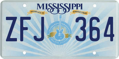 MS license plate ZFJ364