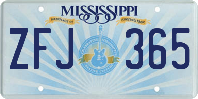 MS license plate ZFJ365