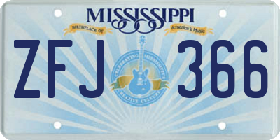 MS license plate ZFJ366