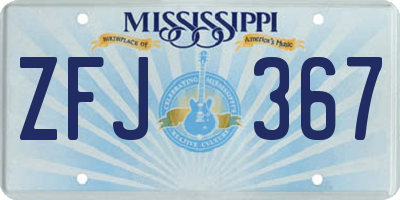 MS license plate ZFJ367