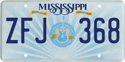 MS license plate ZFJ368