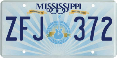 MS license plate ZFJ372