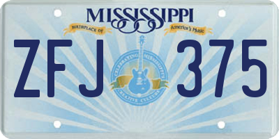 MS license plate ZFJ375