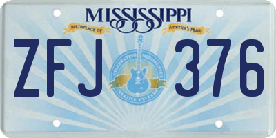 MS license plate ZFJ376