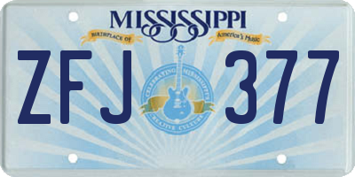 MS license plate ZFJ377
