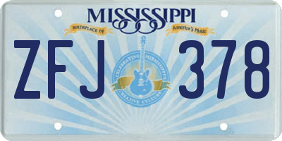 MS license plate ZFJ378