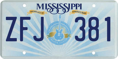 MS license plate ZFJ381