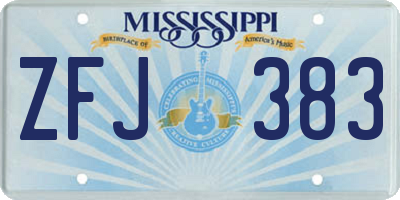 MS license plate ZFJ383