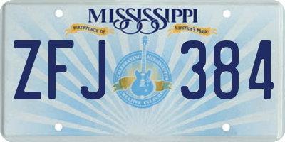 MS license plate ZFJ384