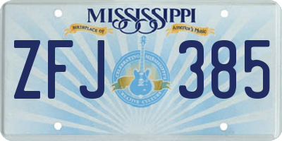 MS license plate ZFJ385