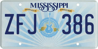 MS license plate ZFJ386
