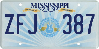 MS license plate ZFJ387