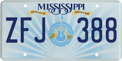 MS license plate ZFJ388