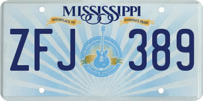 MS license plate ZFJ389