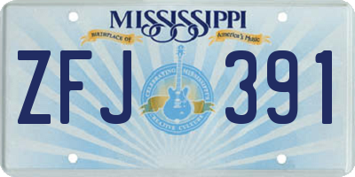 MS license plate ZFJ391