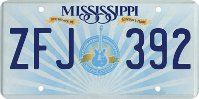 MS license plate ZFJ392