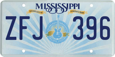 MS license plate ZFJ396
