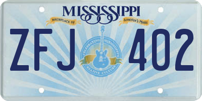 MS license plate ZFJ402