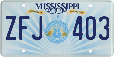 MS license plate ZFJ403