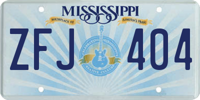 MS license plate ZFJ404