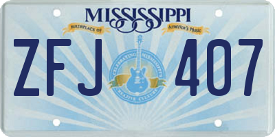 MS license plate ZFJ407