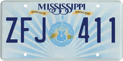 MS license plate ZFJ411