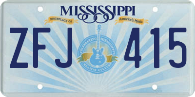 MS license plate ZFJ415